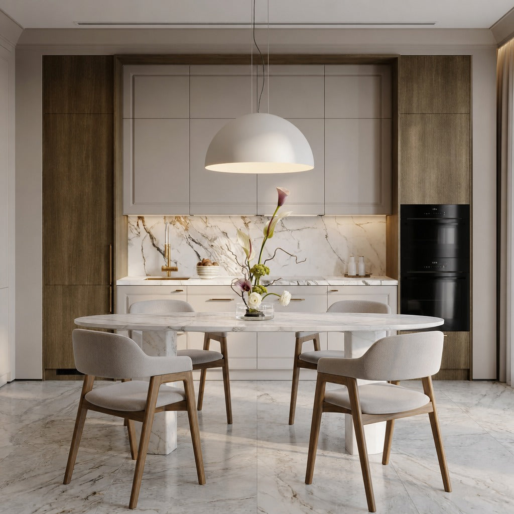 Modena White Marble Dining Table