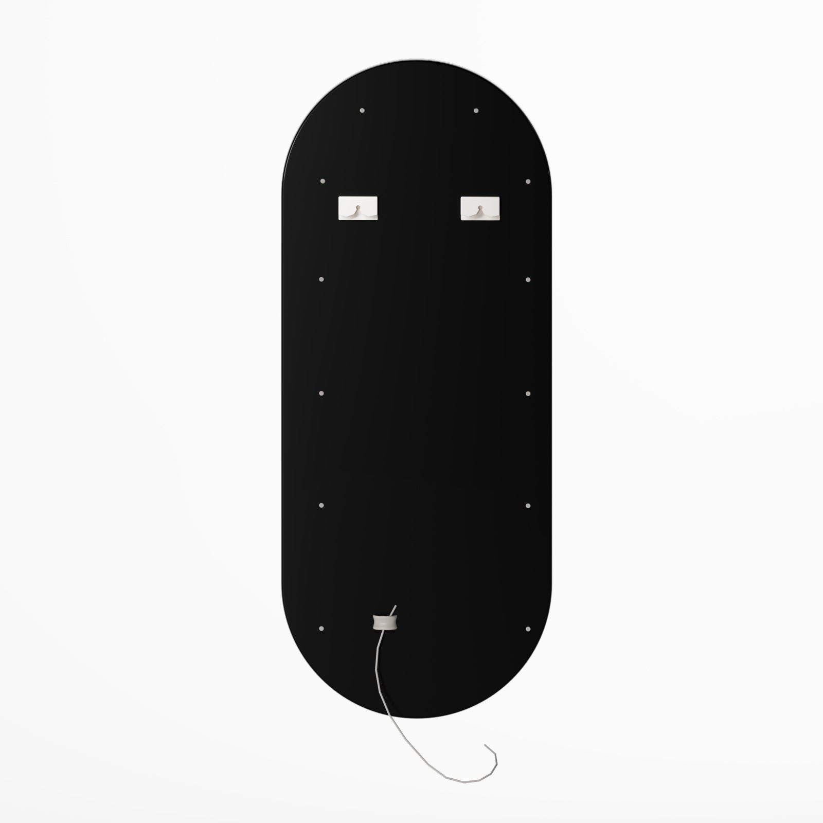 Celestial Oval Black Mirror with Light