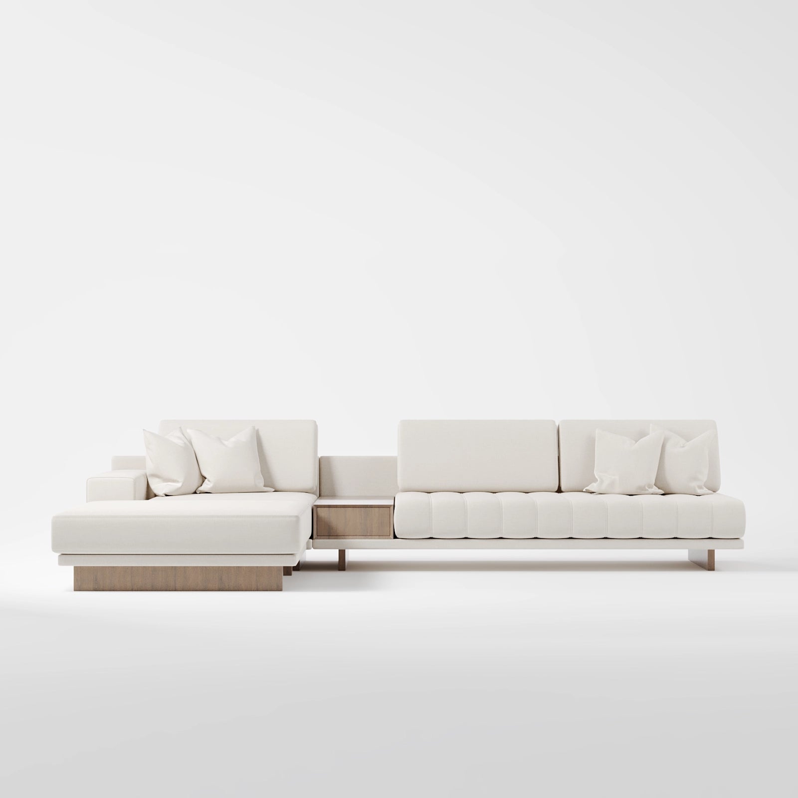 Evoque Linen L-Shaped Sofa with Ottoman 1