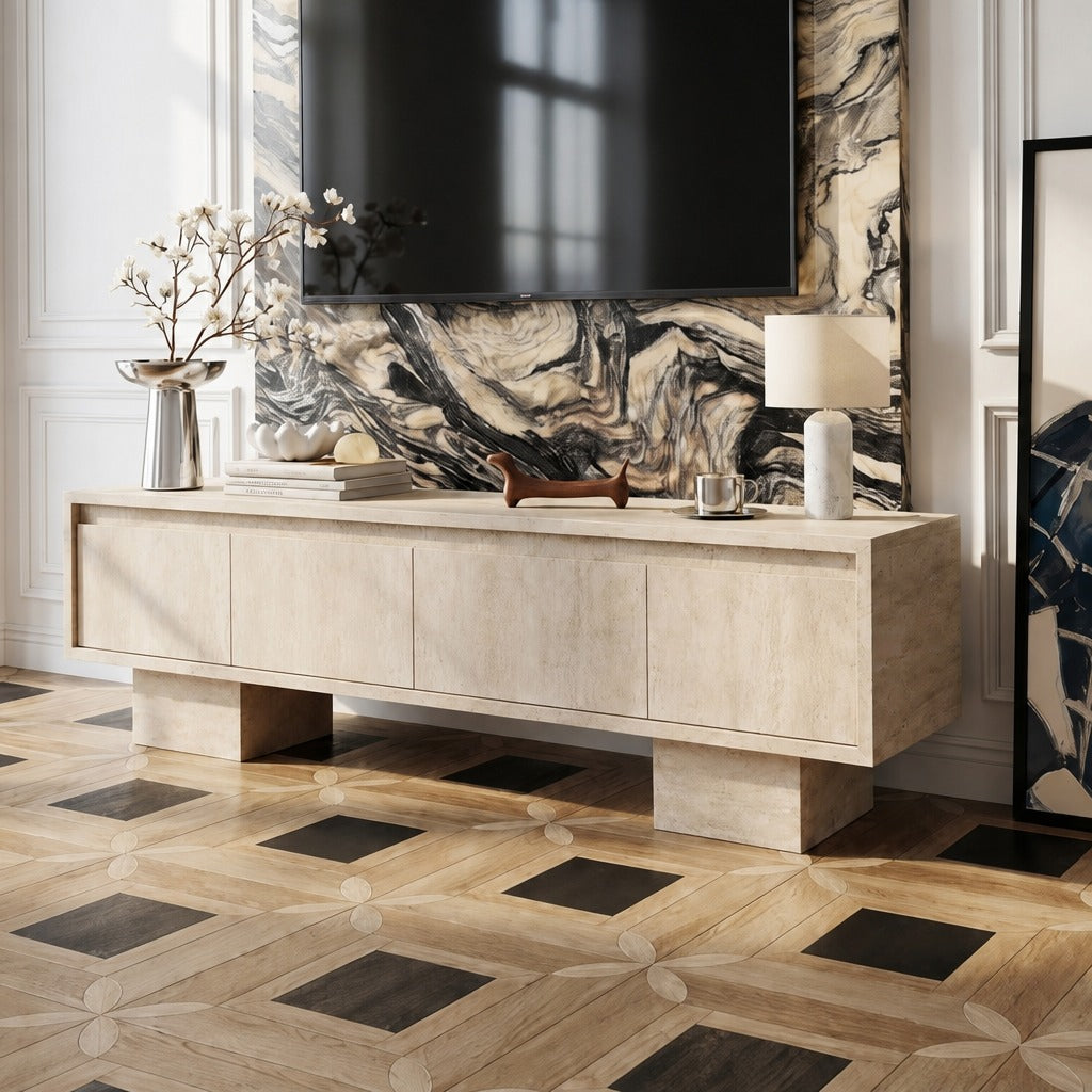 Orta Cream Travertine TV Stand image