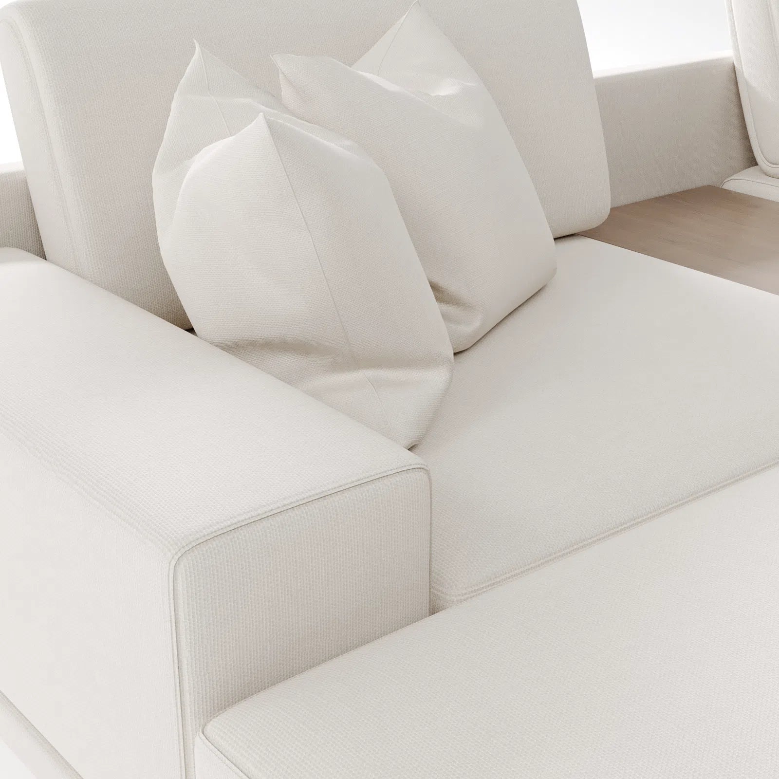 Evoque Linen L-Shaped Sofa with Ottoman 4