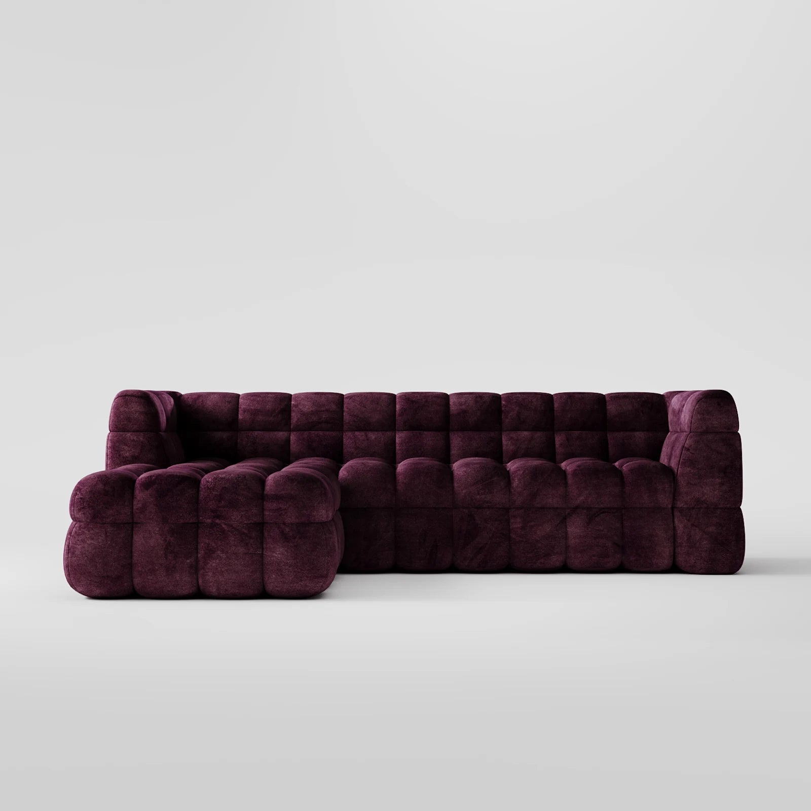 Airwave Velvet L-Shaped Sofa with Ottoman 1