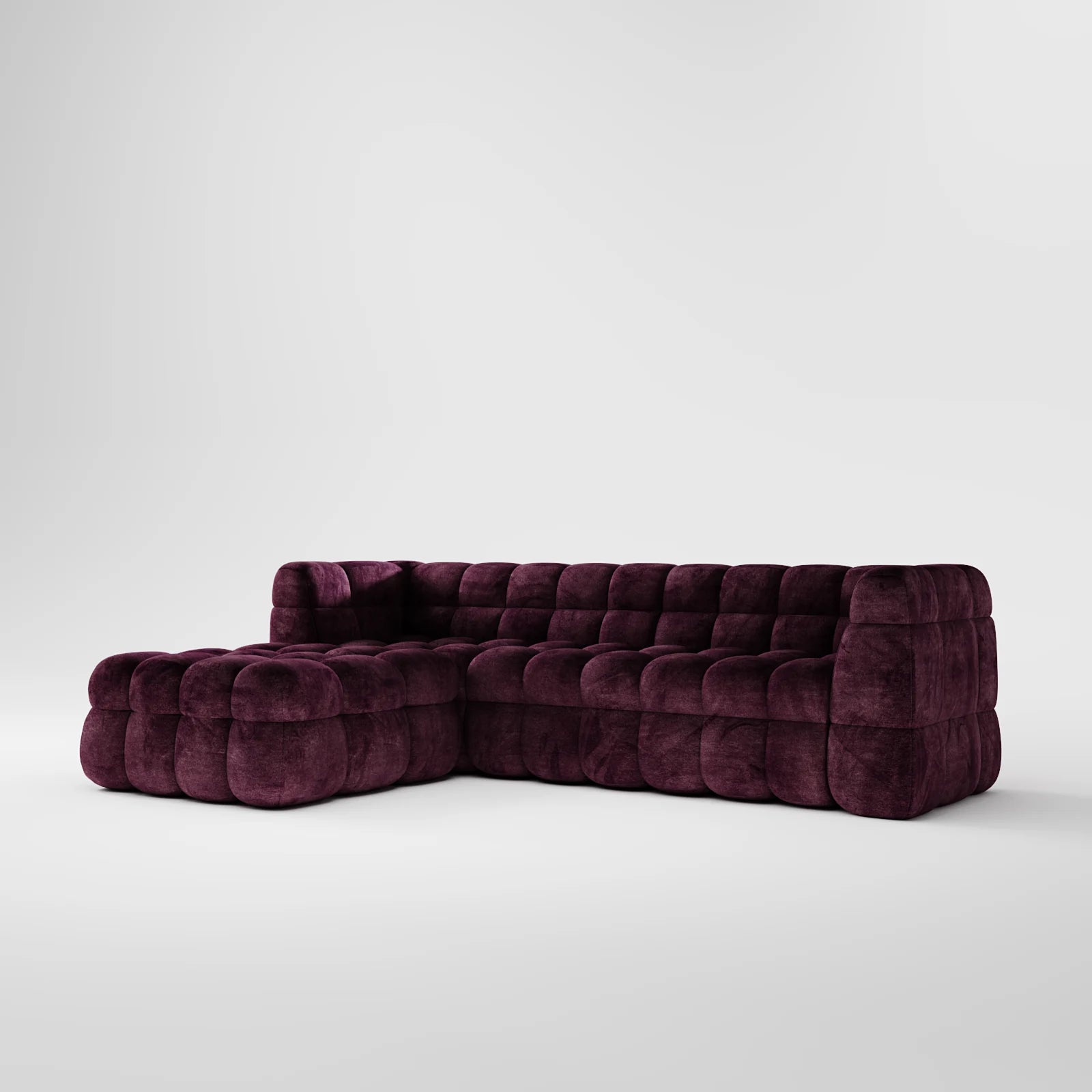 Airwave Velvet L-Shaped Sofa with Ottoman 3
