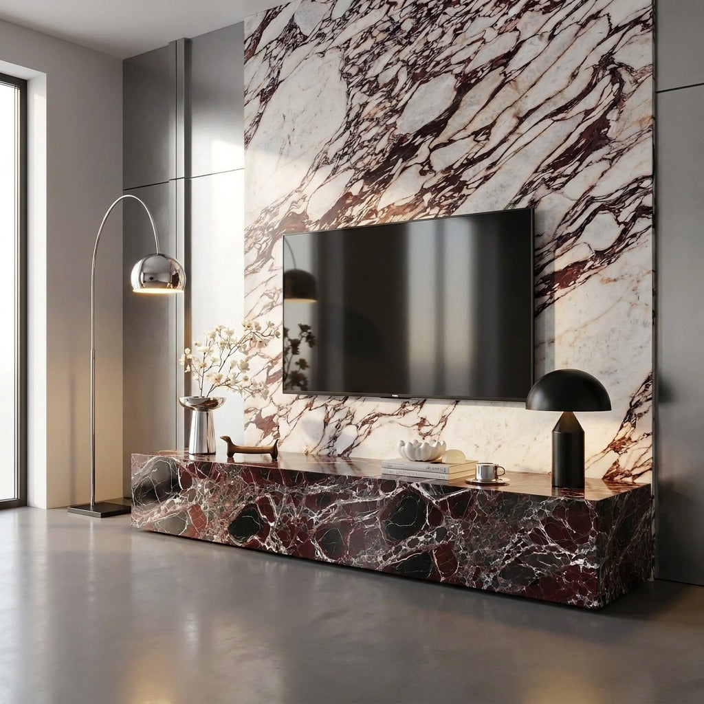 Jordin Rosso Marble TV Stand image