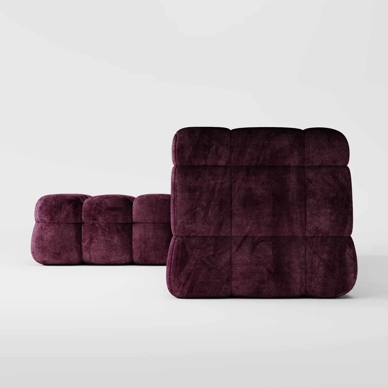 Airwave Velvet L-Shaped Sofa with Ottoman 2