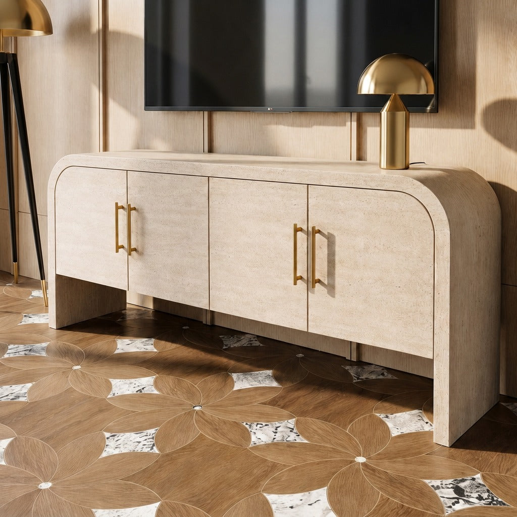 Calvi Cream Travertine TV Stand image