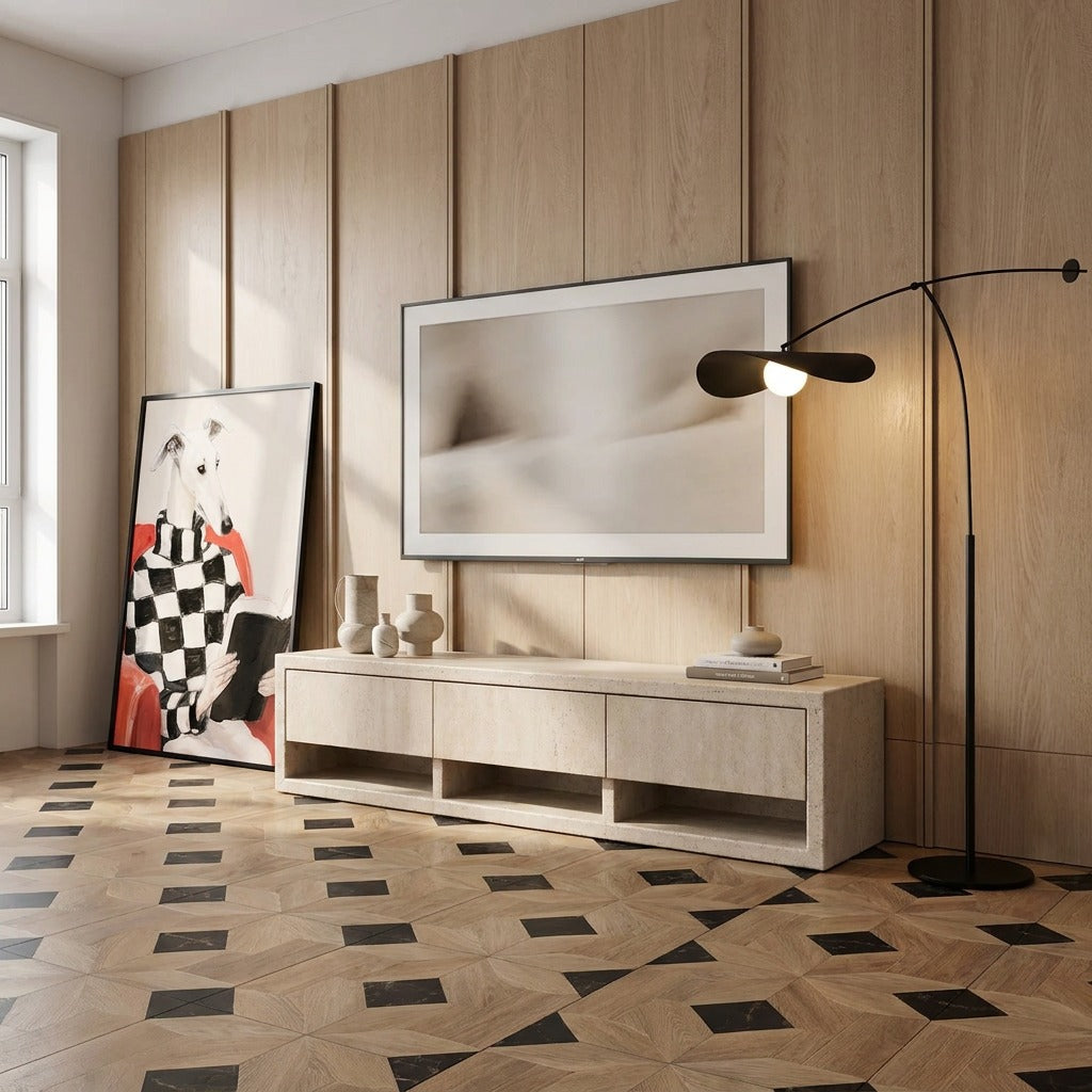 Avena Cream Travertine TV Stand