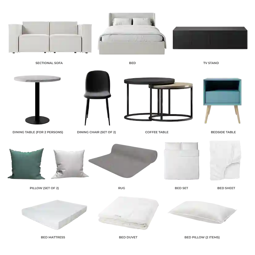 #Apartment Type/Number of Items_Studio/16 Items #Color_White