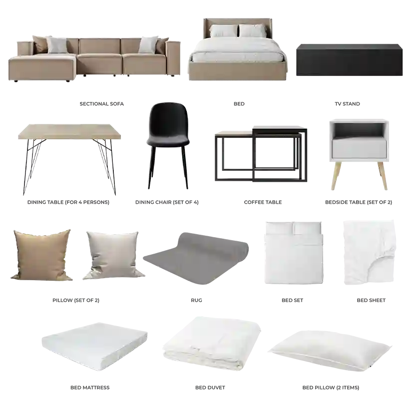 #Apartment Type/Number of Items_1-Bedroom/19 Items #Color_Cream