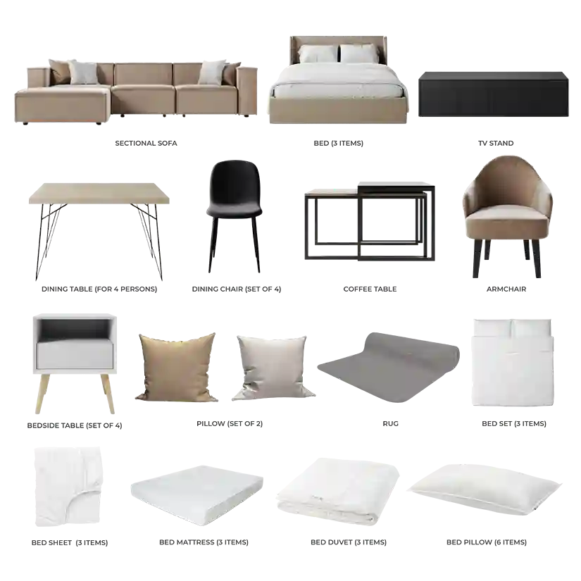 #Apartment Type/Number of Items_3-Bedroom/36 Items #Color_Cream