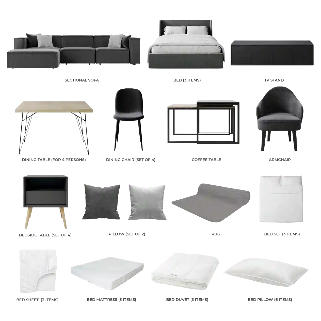 #Apartment Type/Number of Items_3-Bedroom/36 Items #Color_Gray