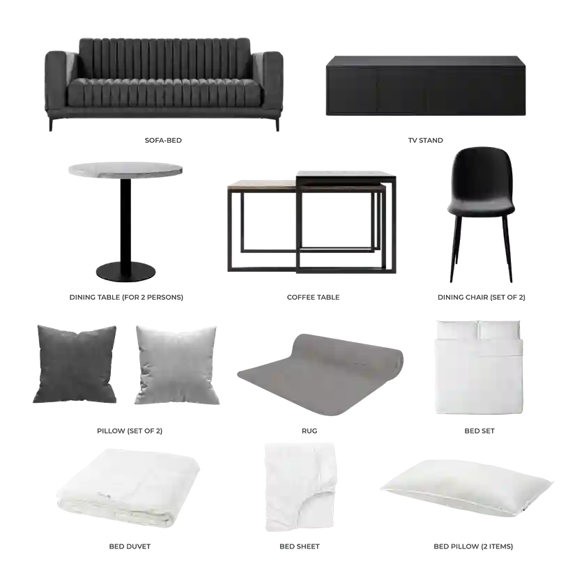 #Apartment Type/Number of Items_Mini Studio/13 Items #Color_Gray