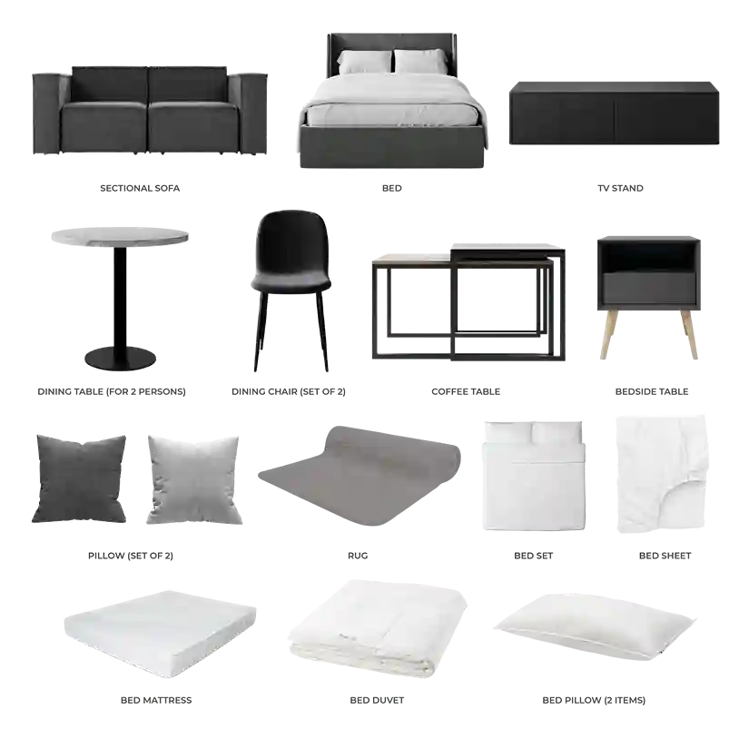 #Apartment Type/Number of Items_Studio/16 Items #Color_Gray
