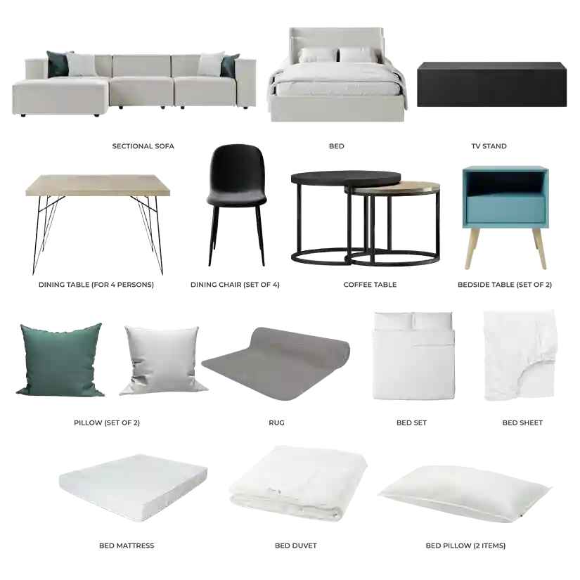 #Apartment Type/Number of Items_1-Bedroom/19 Items #Color_White