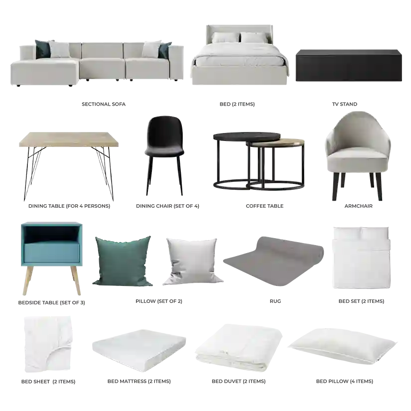 #Apartment Type/Number of Items_2-Bedroom/28 Items #Color_White