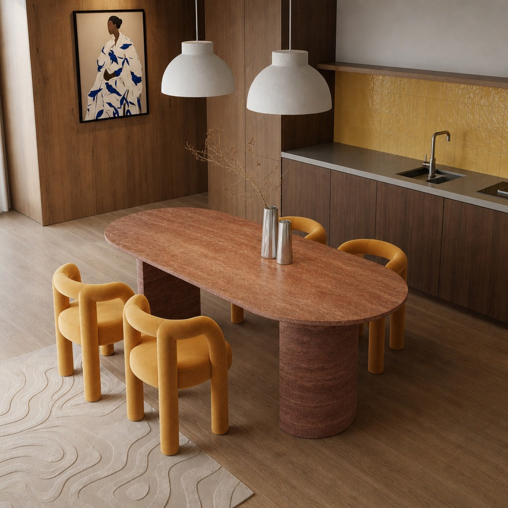 Modena Rosso Travertine Dining Table image