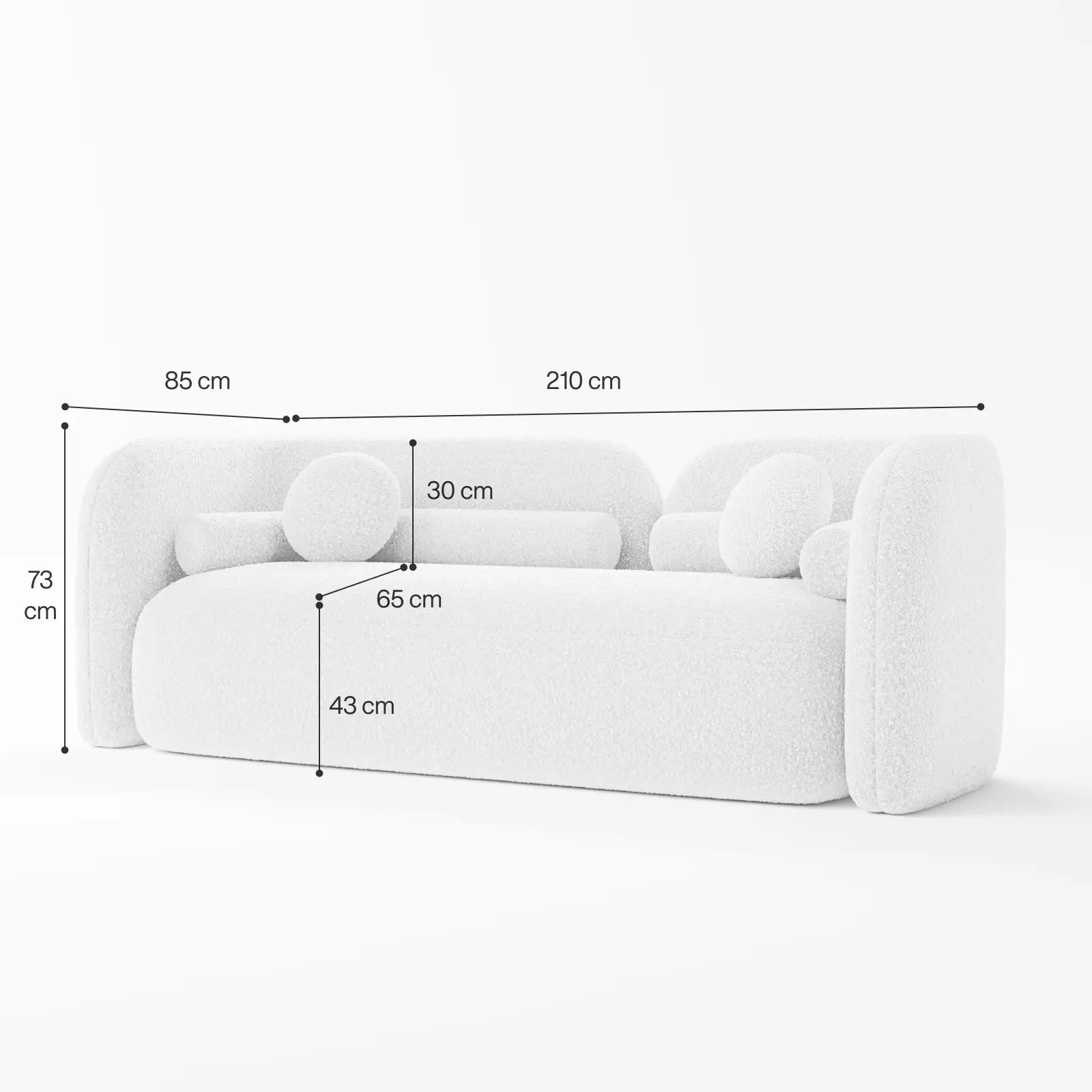 Moonlit Grove White Boucle Sofa 6