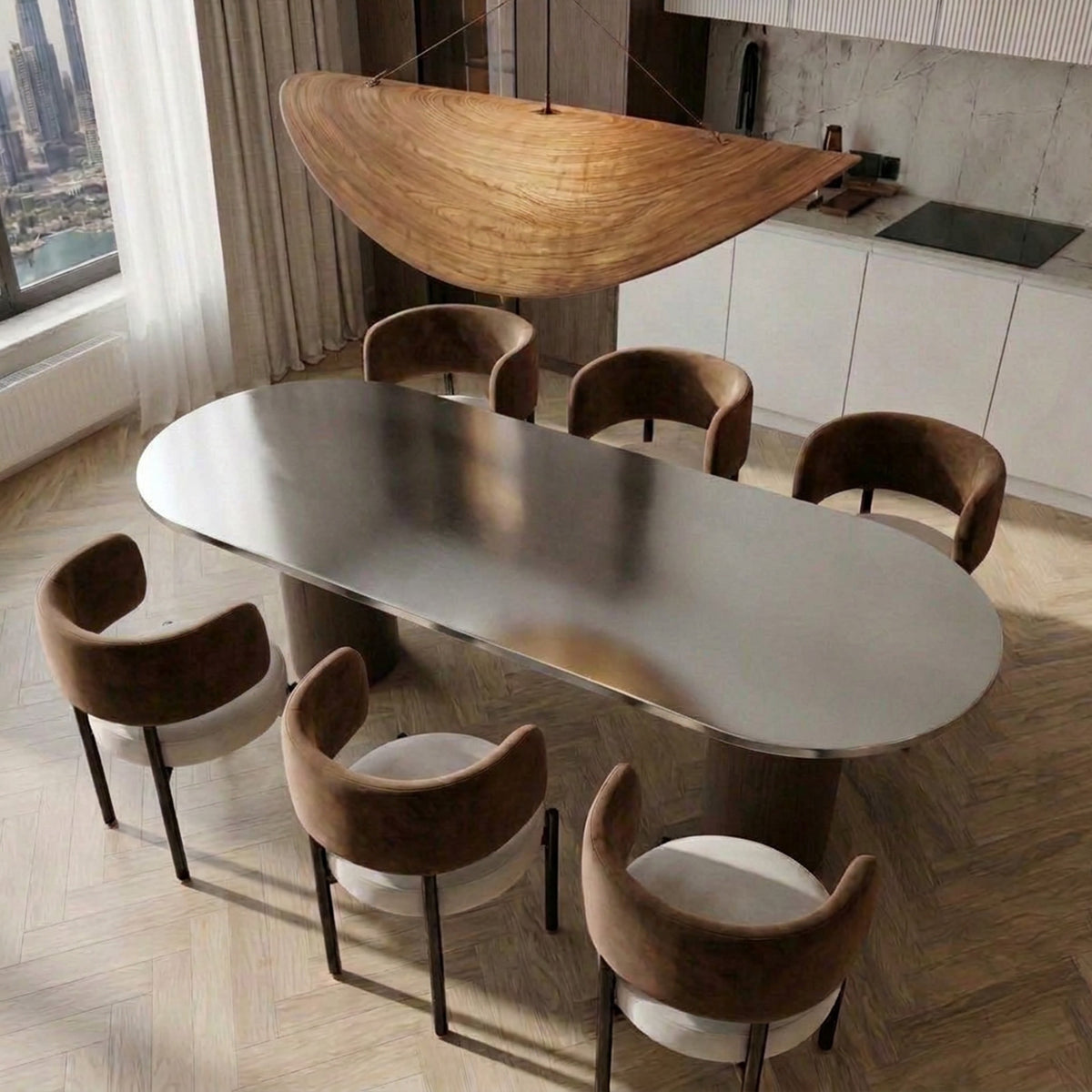 Noé Steel Twin Column Dining Table image