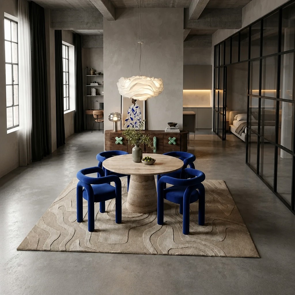 Adelle Cream Travertine Dining Table image