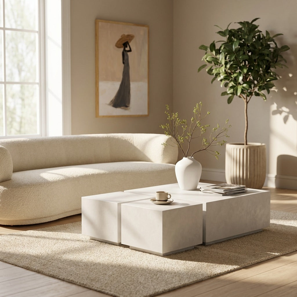 Maximilian White Microconcrete Coffee Table image