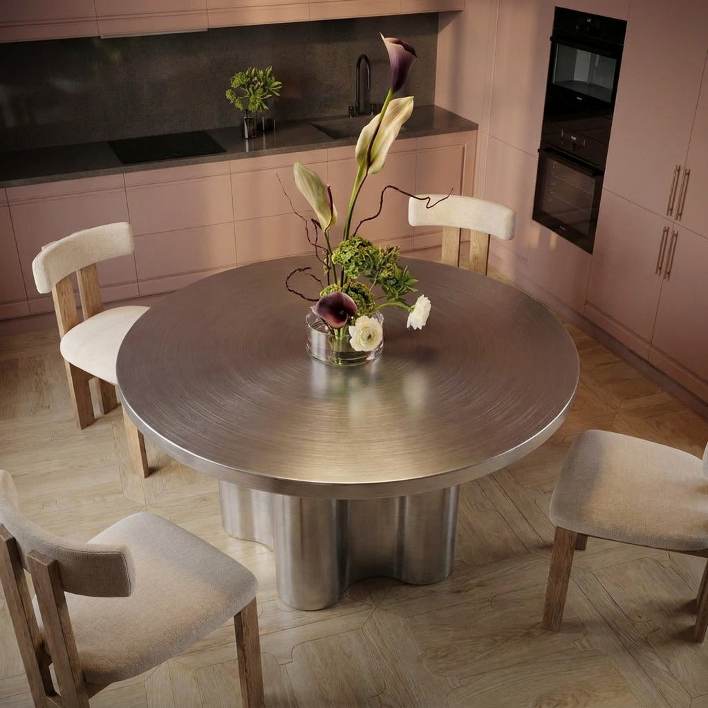 Rocco Steel Scalloped Base Dining Table image