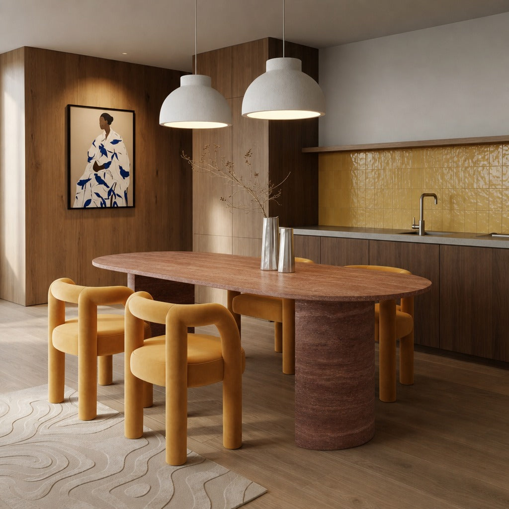 Modena Rosso Travertine Dining Table