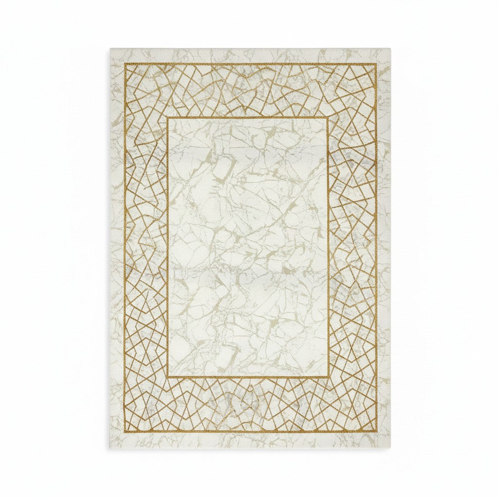 Golden Lattice Power Loomed Rug