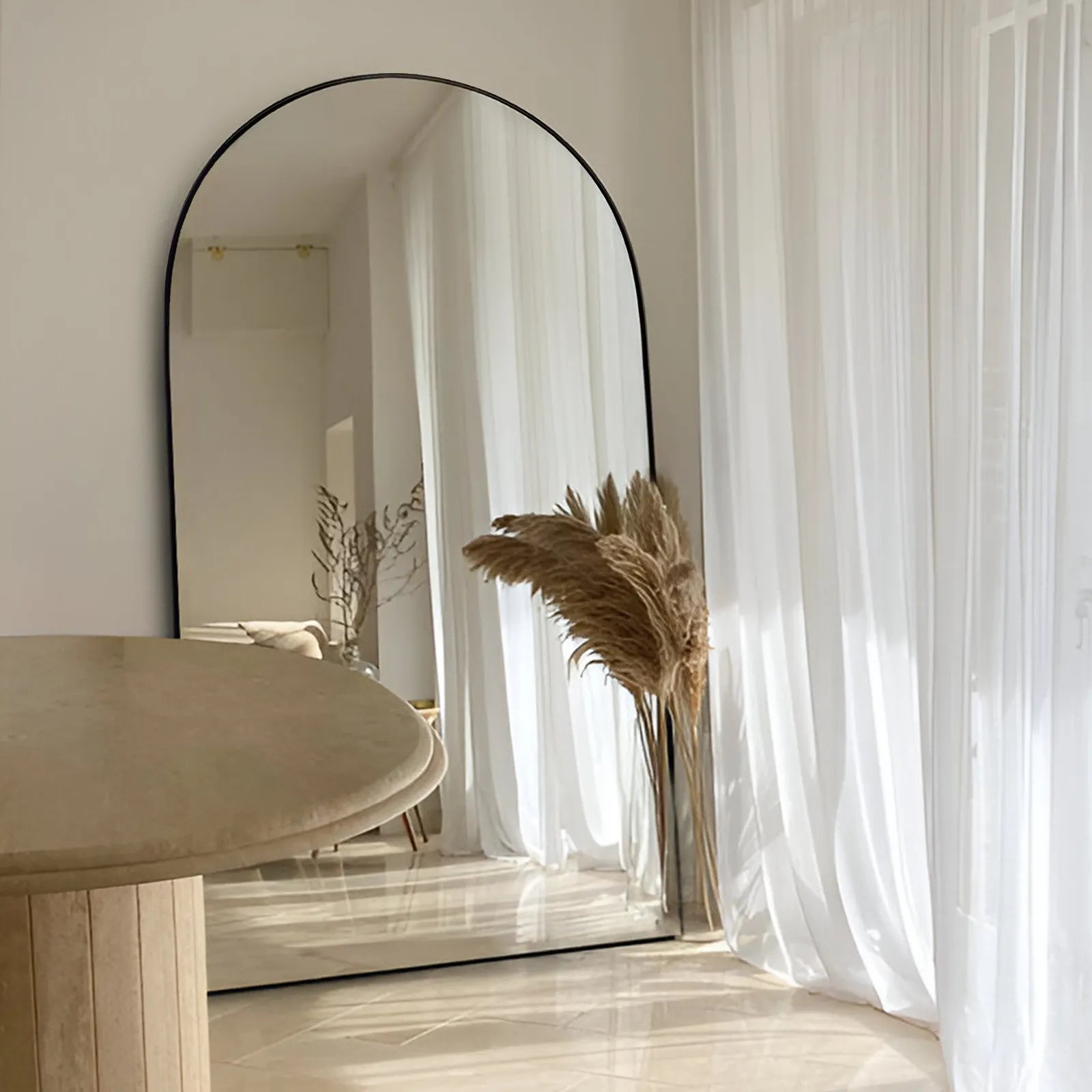 Elen Black XL Arch Full Length Mirror with Stand (3 Sizes)