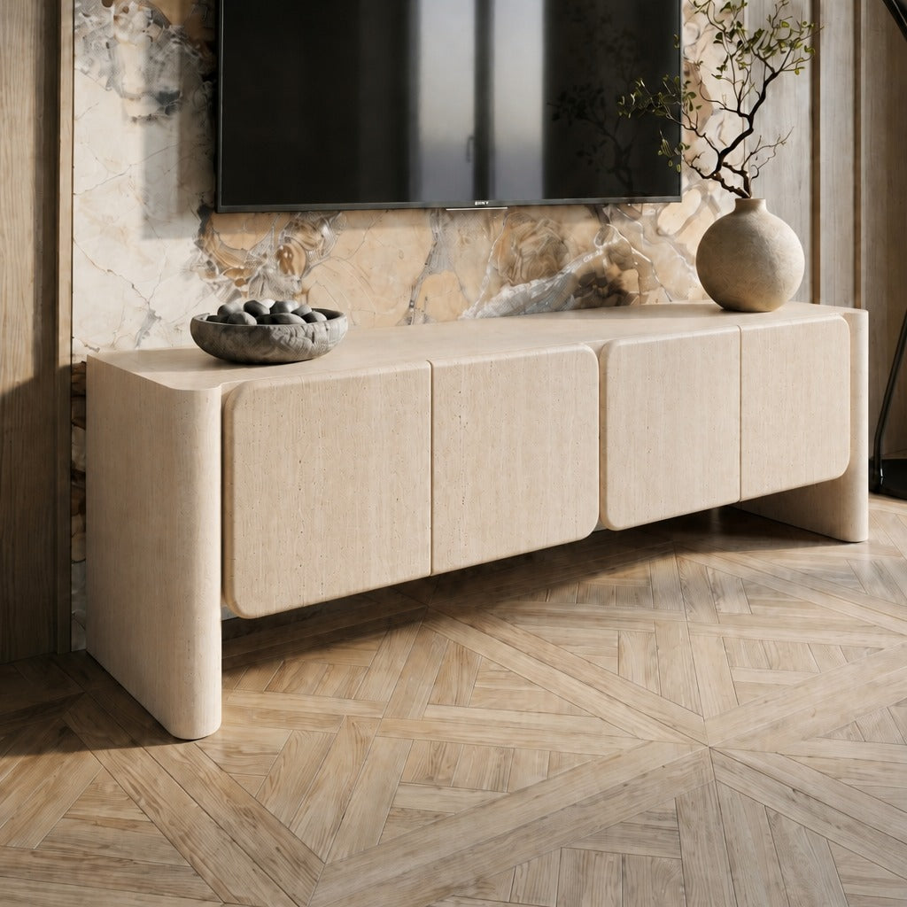 Ronan Cream Travertine TV Stand image