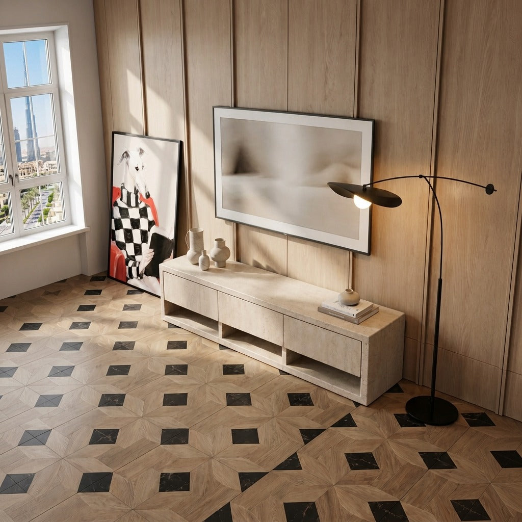 Avena Cream Travertine TV Stand image