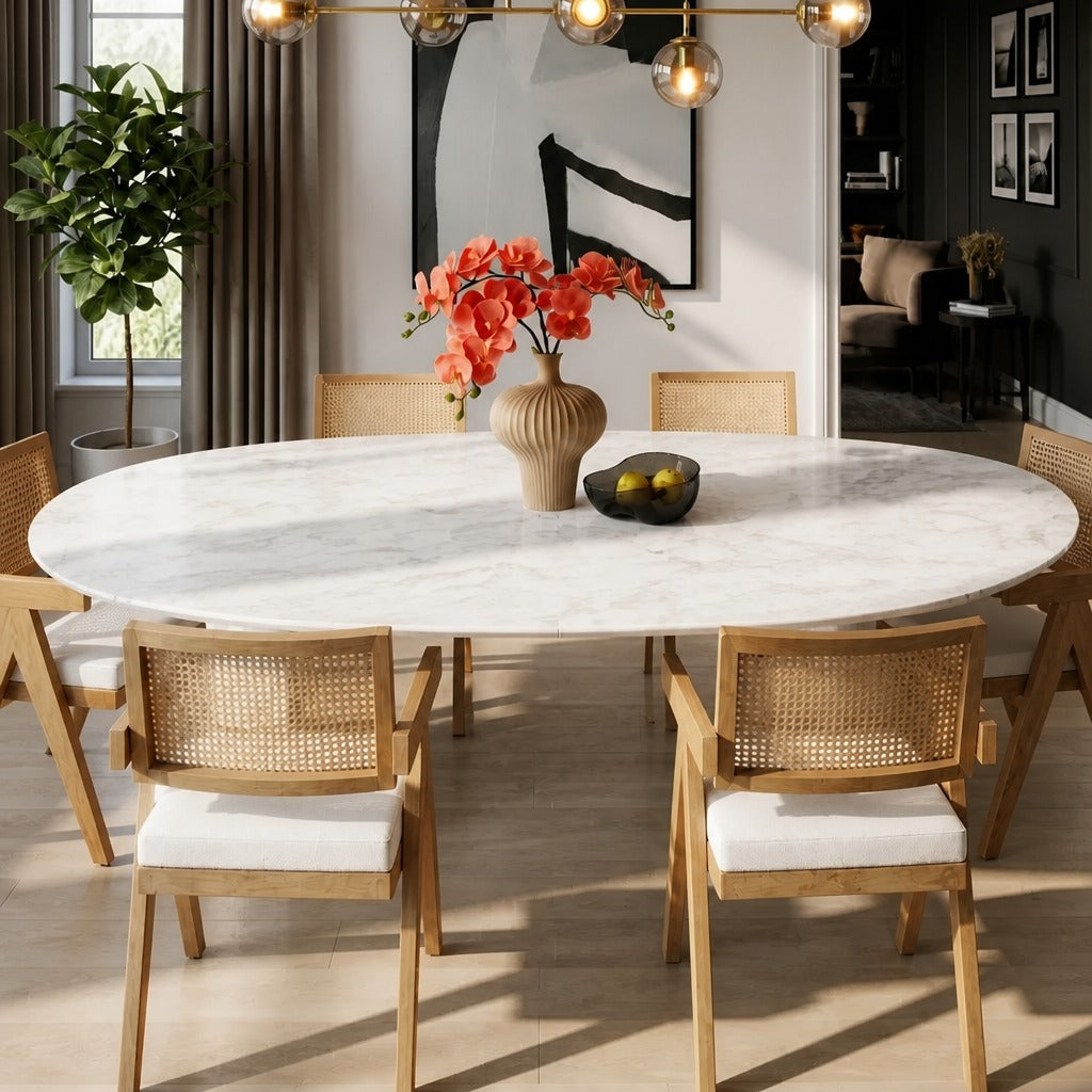 Tereza Marble Finish Large Dining Table image