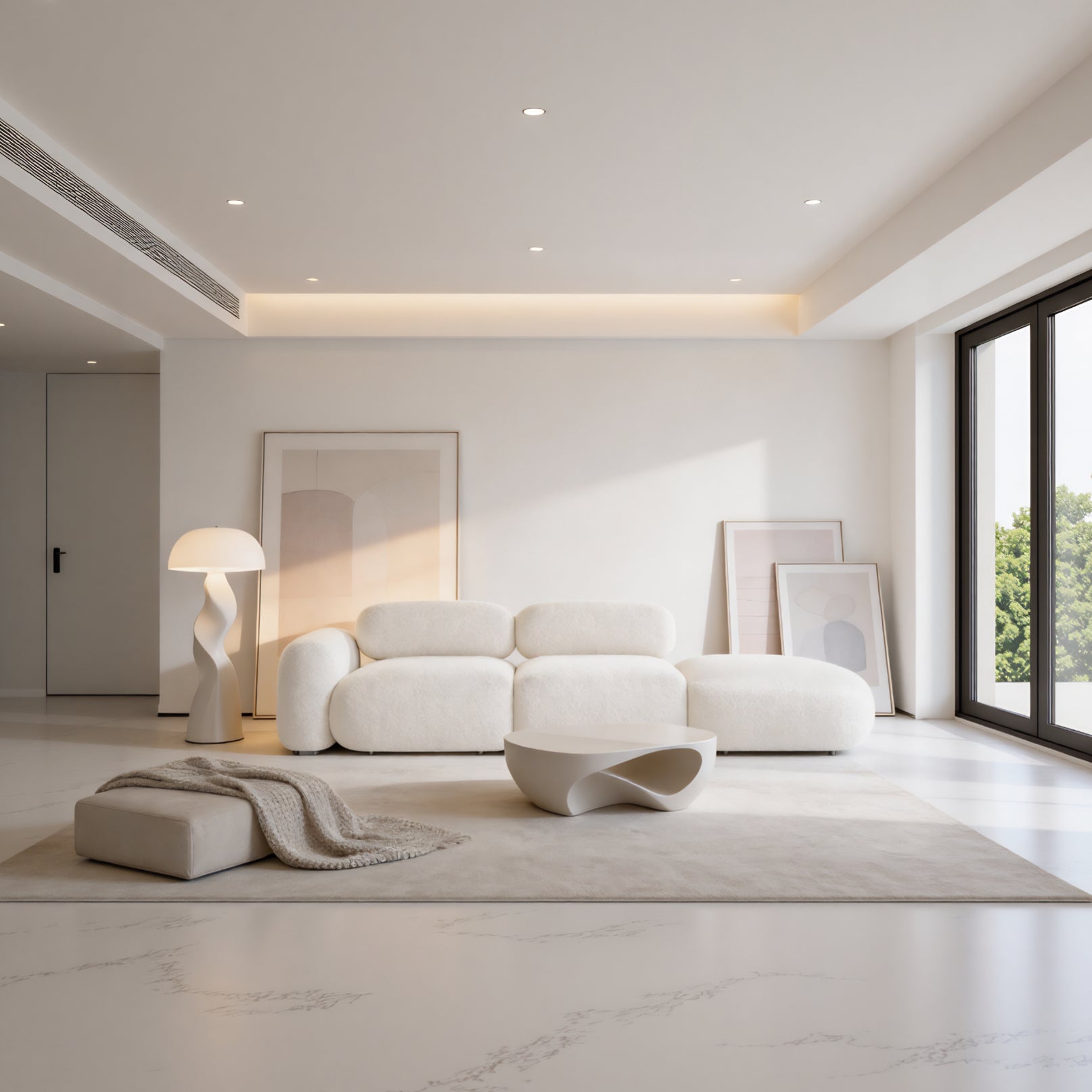 Fluffy 3-Seater Straight Sofa