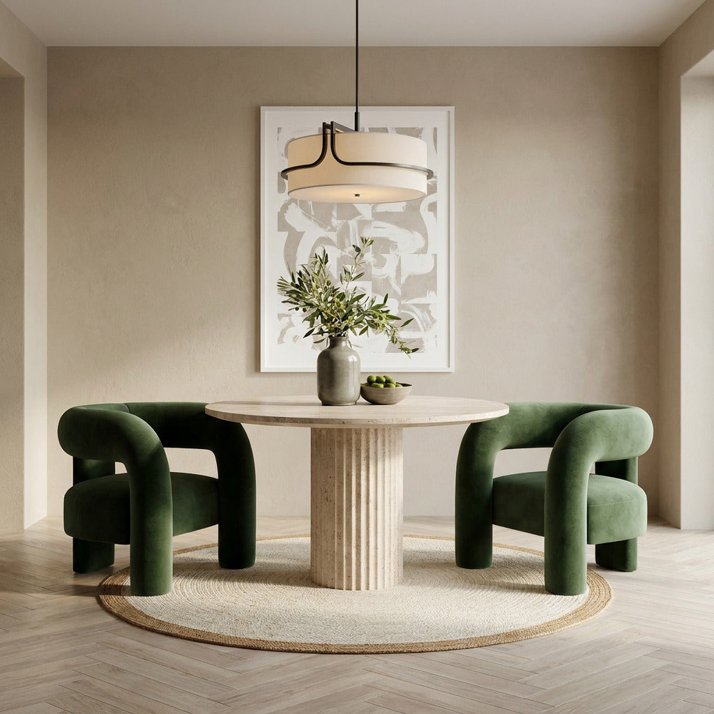 Charlotte Cream Travertine Dining Table
