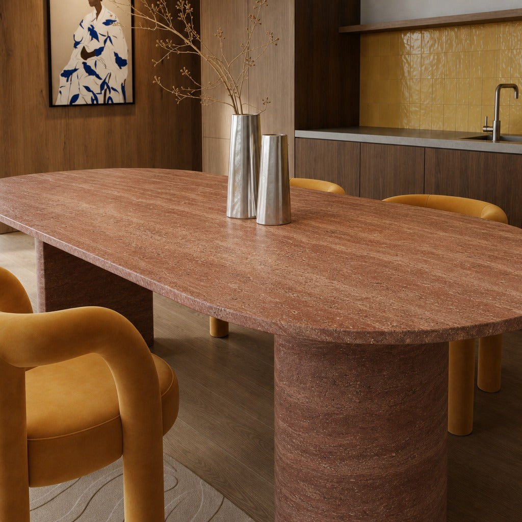 Modena Rosso Travertine Dining Table image