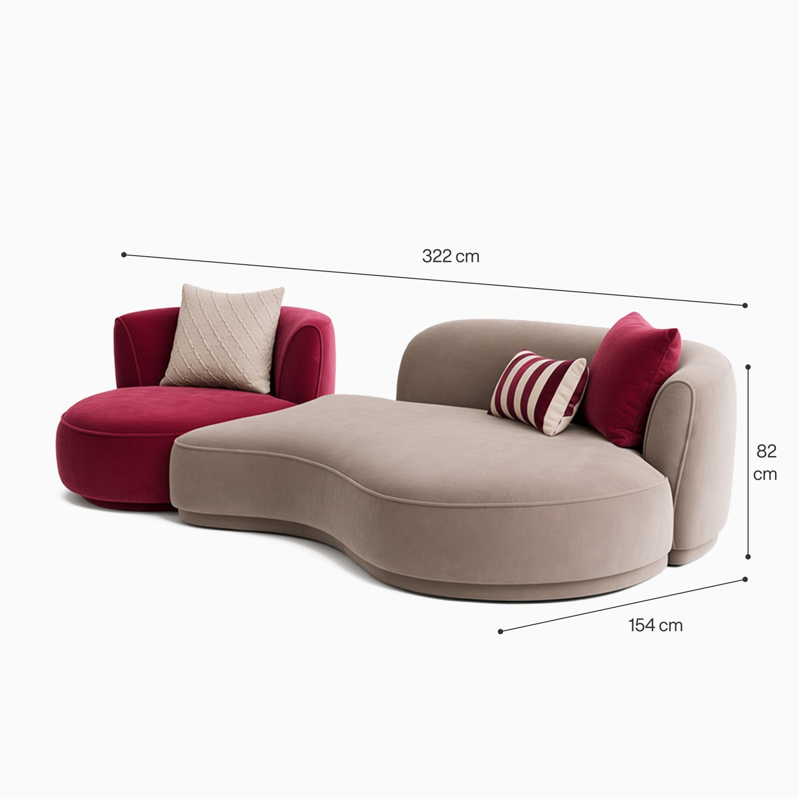 Claret 3-Seater Straight Sofa image