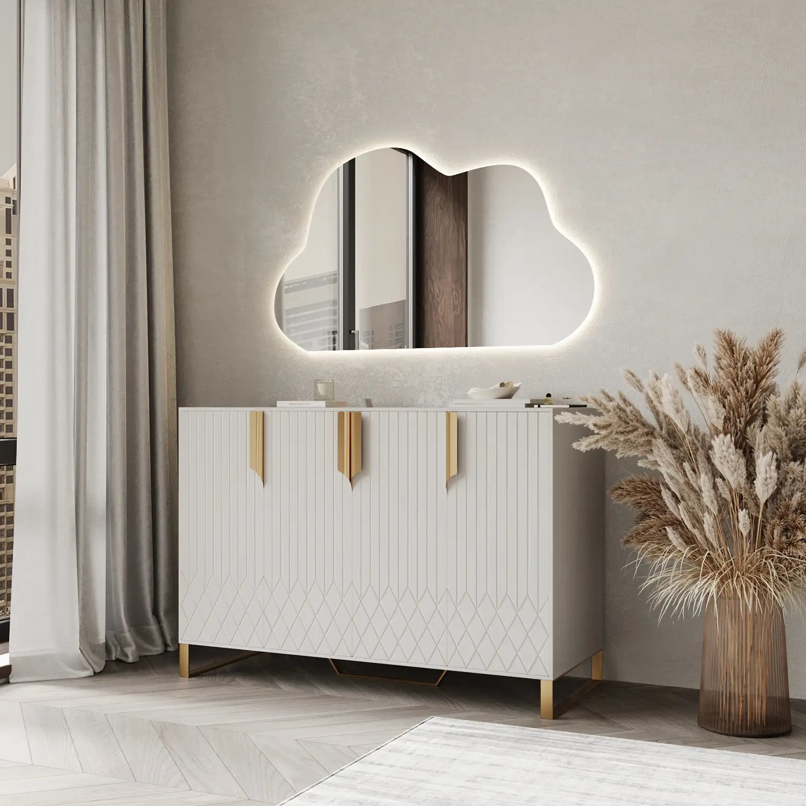 Lunar Backlit Irregular Wall Mirror with LED Light