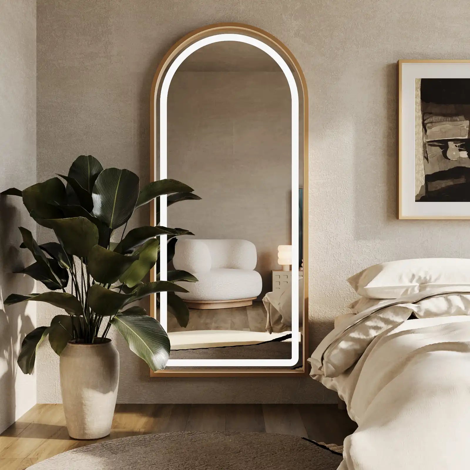 Illusion Gold Arch Wall Mirror with LED