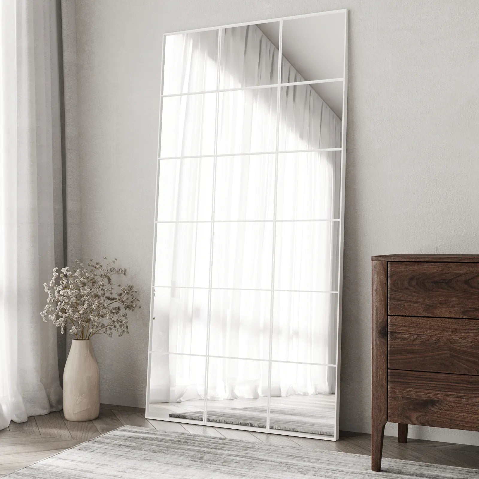 Eclipsa White Rectangular Window Mirror