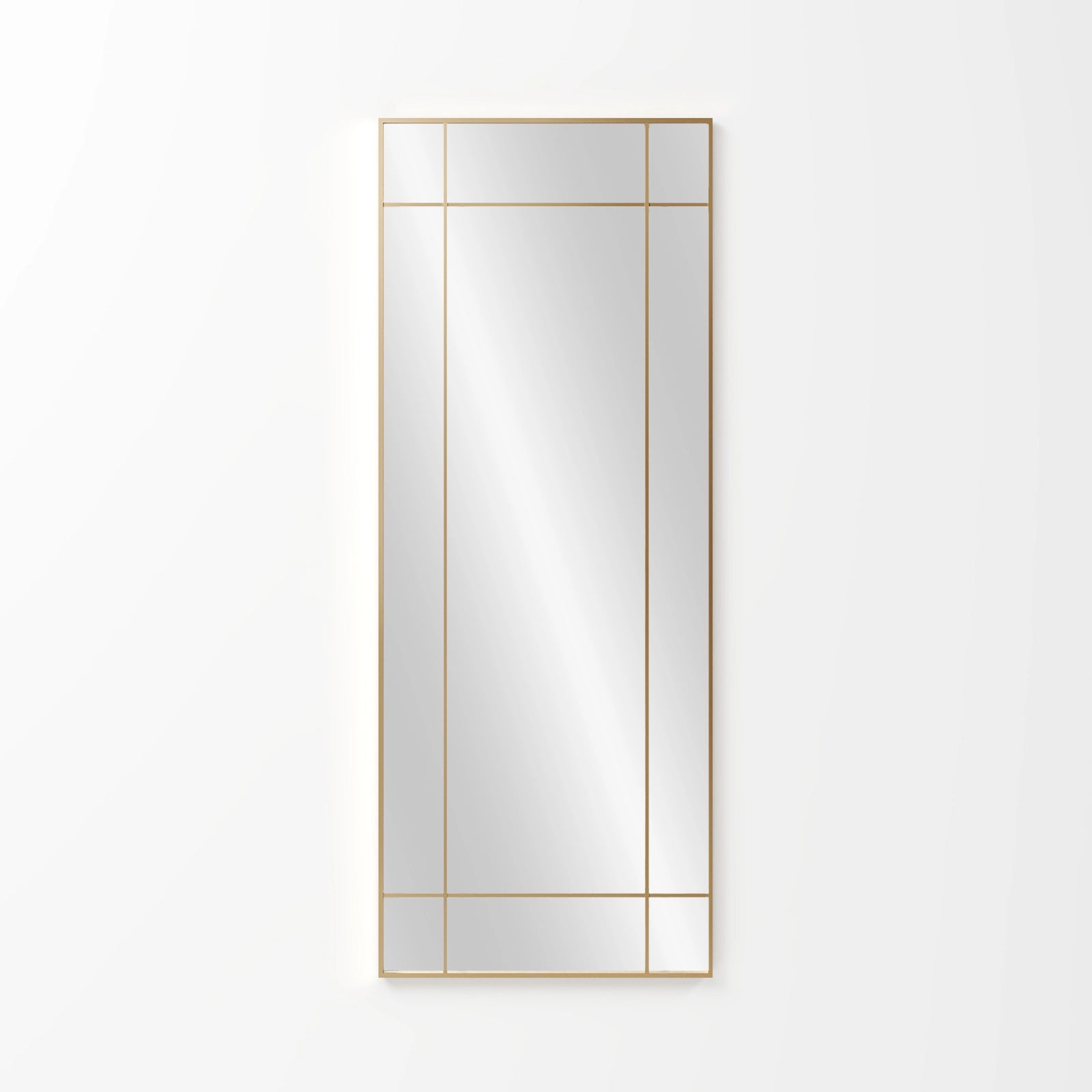 Glareon Matte Gold Window Rectangular Mirror