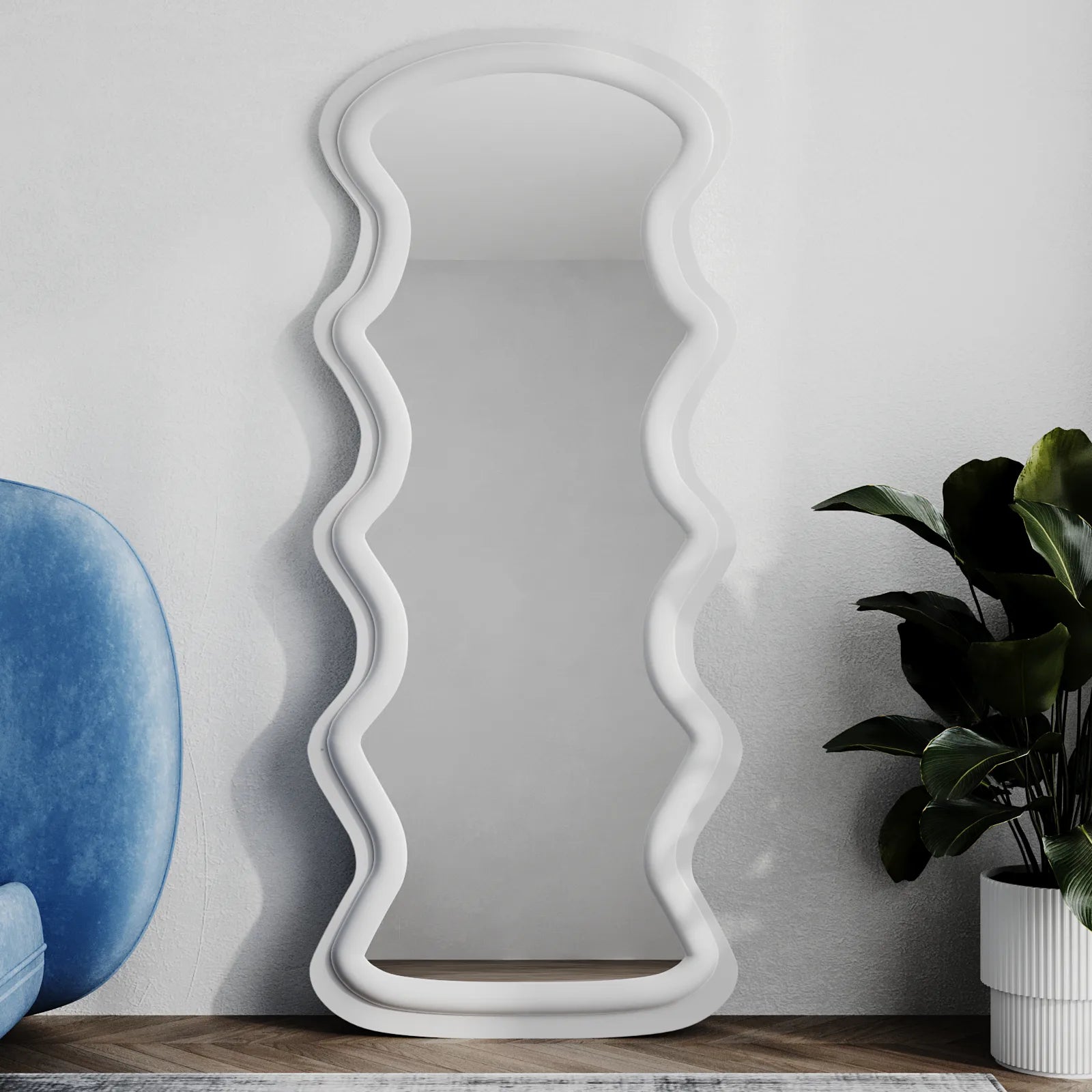 Selene Wavy White Flannelette Wall Mirror