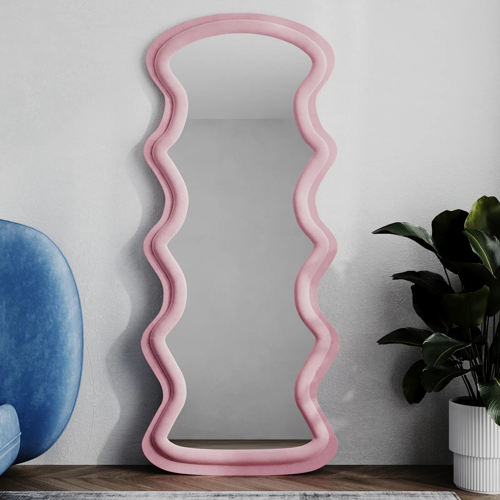 Selene Wavy Pink Flannelette Wall Mirror