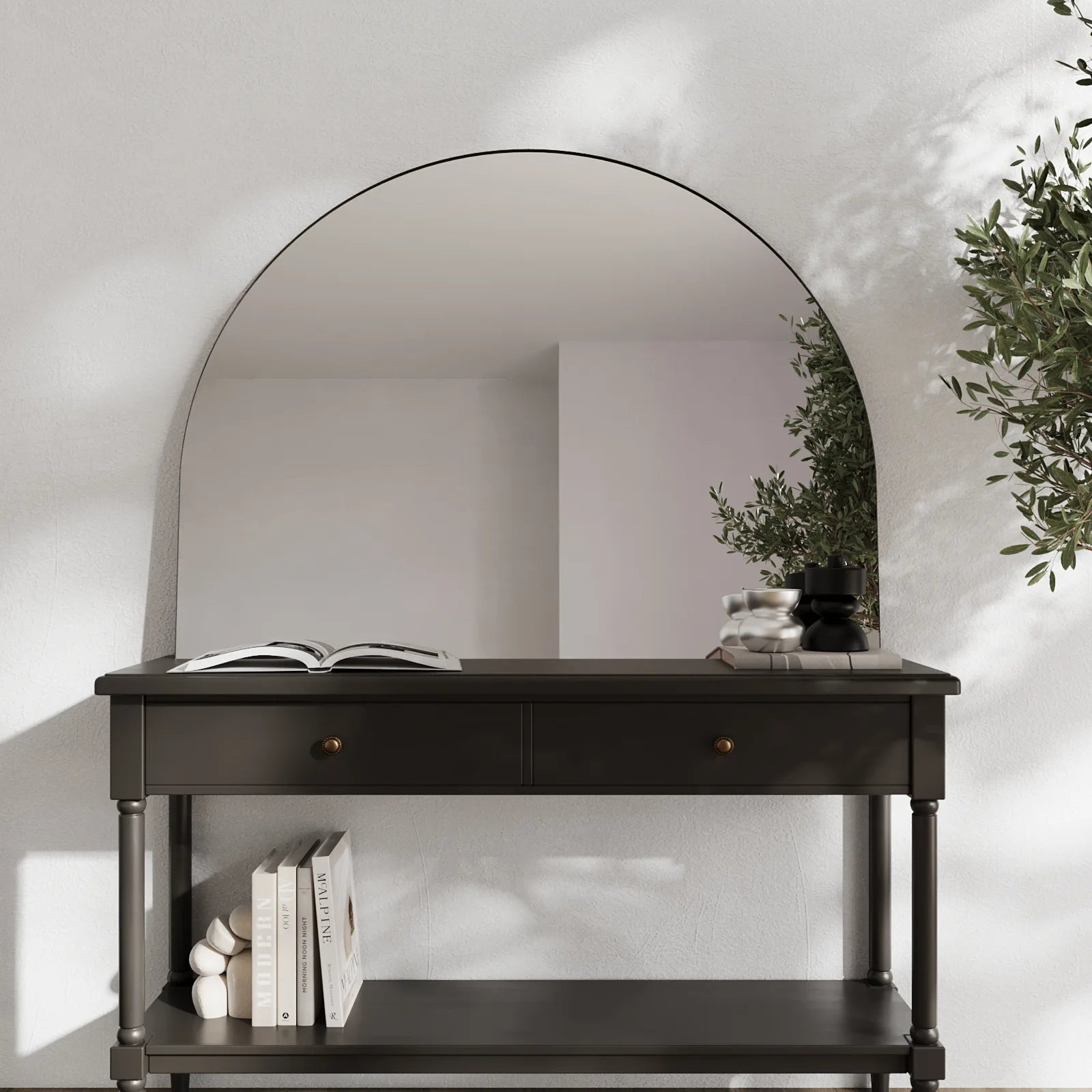 Infinity Black Arched Mirror