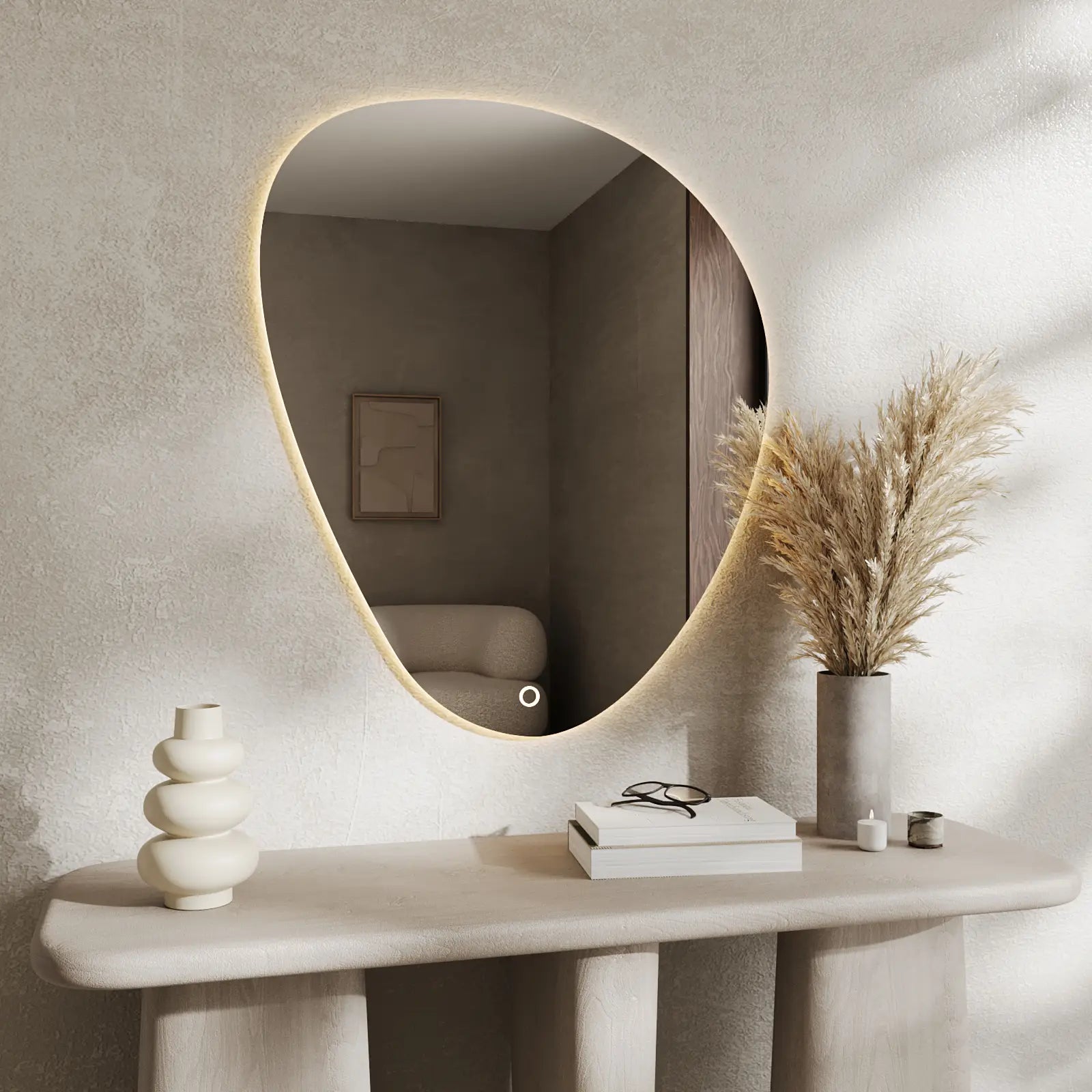 PureSight Triangle Frameless Irregular Wall Mirror with LED Light