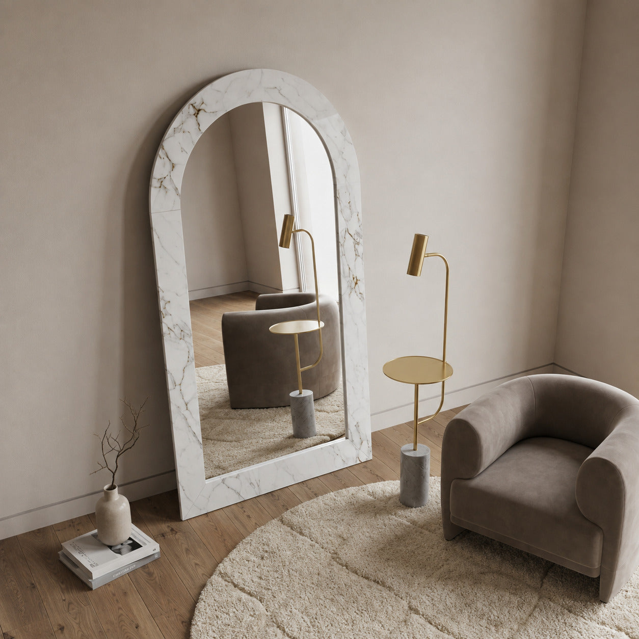 Amelia Marble Floor Mirror image