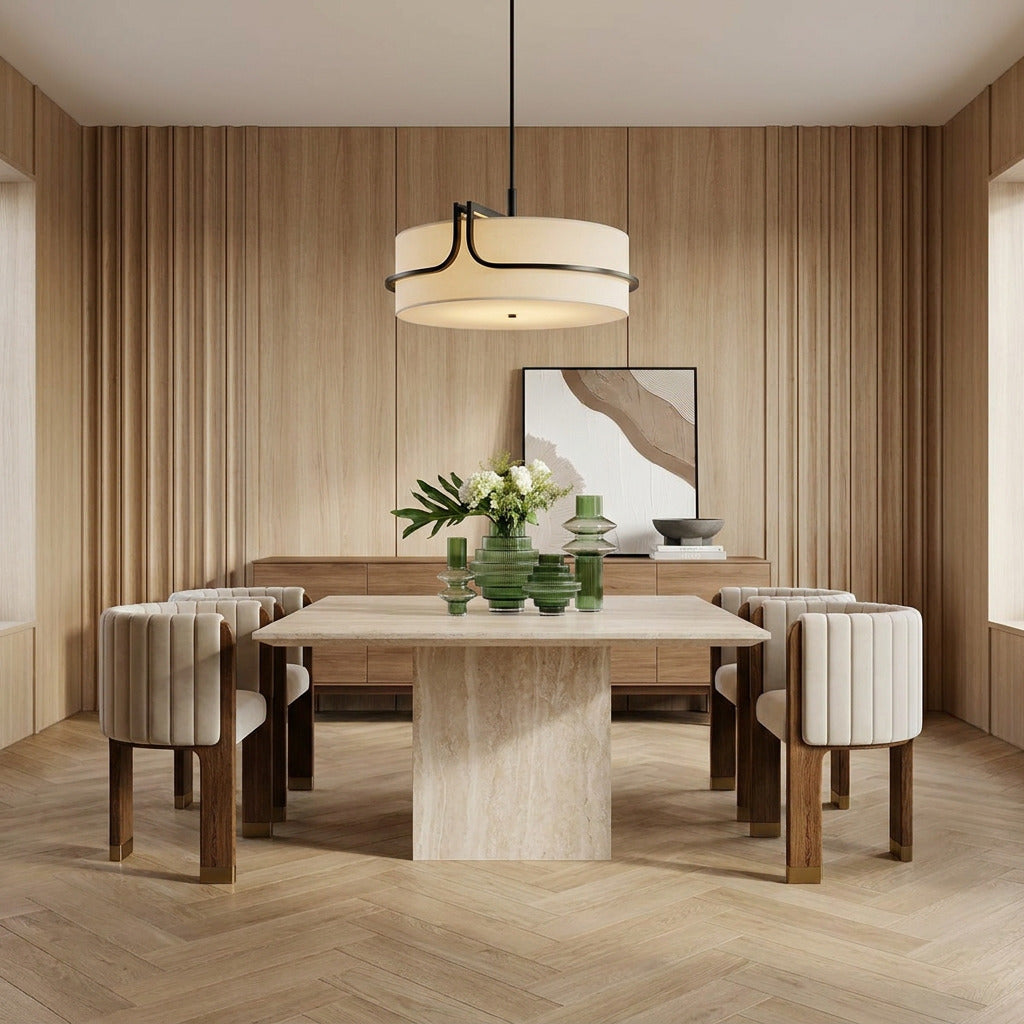 Gusto Cream Travertine Dining Table