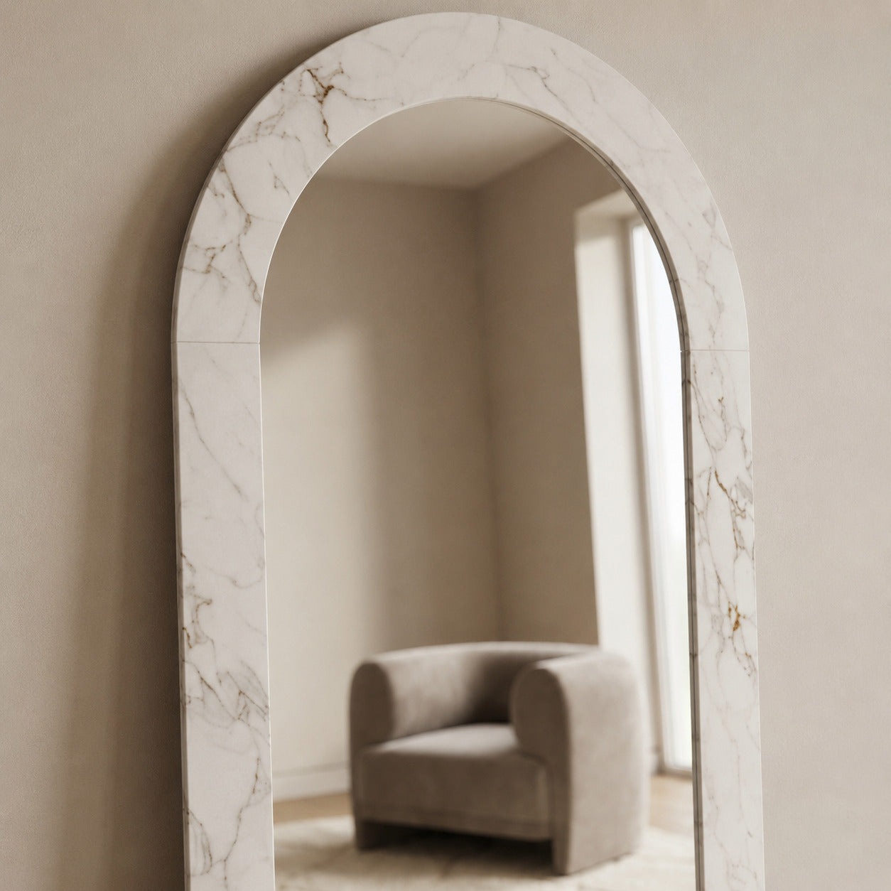 Amelia Marble Floor Mirror image