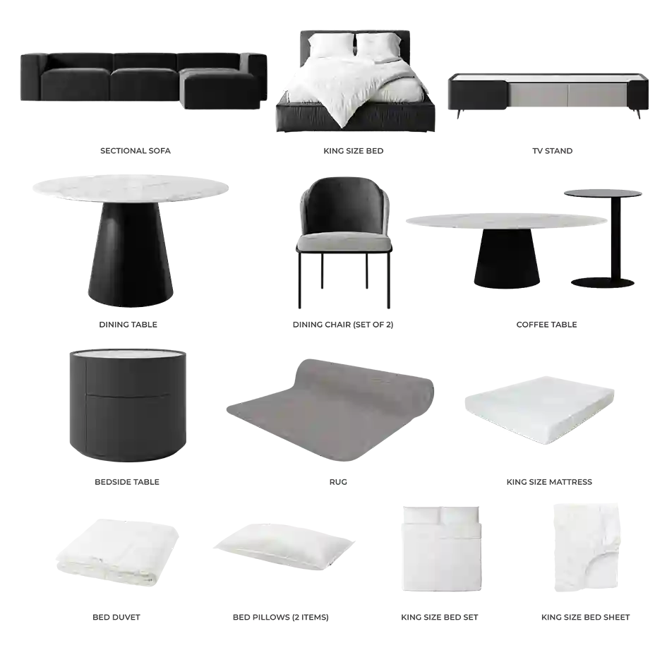 #Apartment Type/Number of Items_Studio/15 Items