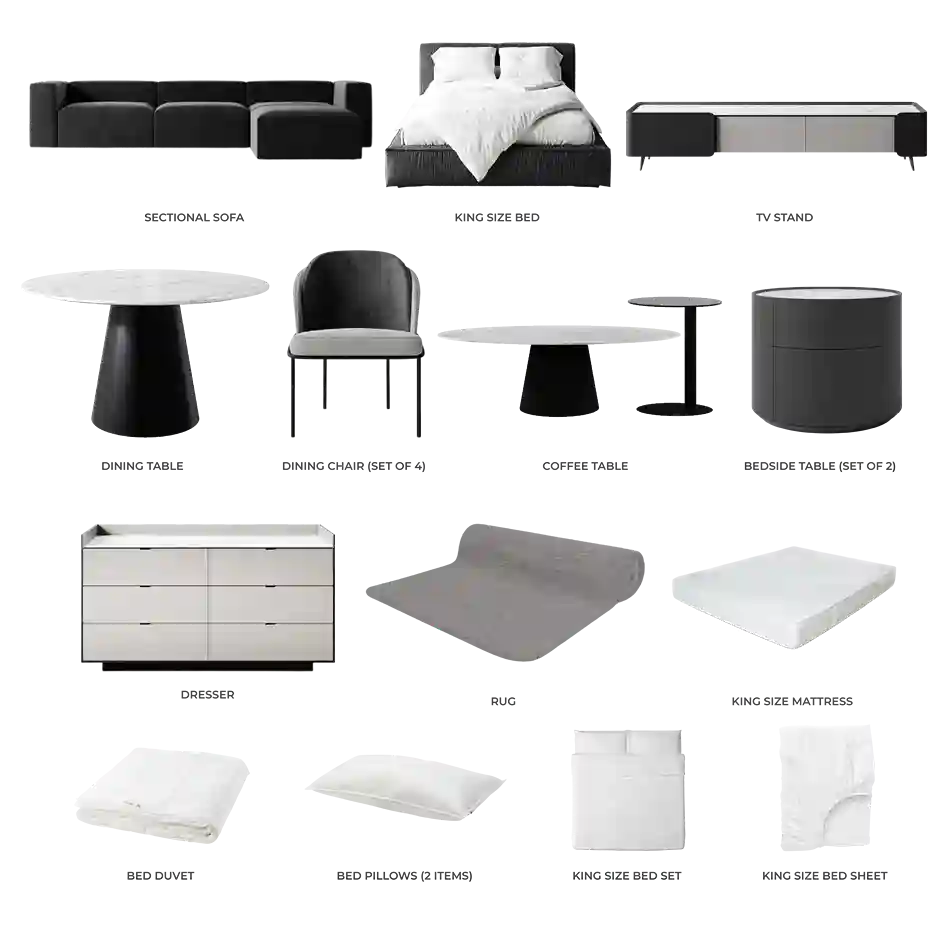 #Apartment Type/Number of Items_1-Bedroom/18 Items