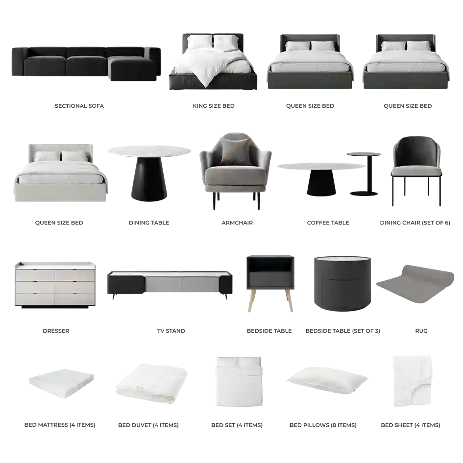 #Apartment Type/Number of Items_Villa/45 Items