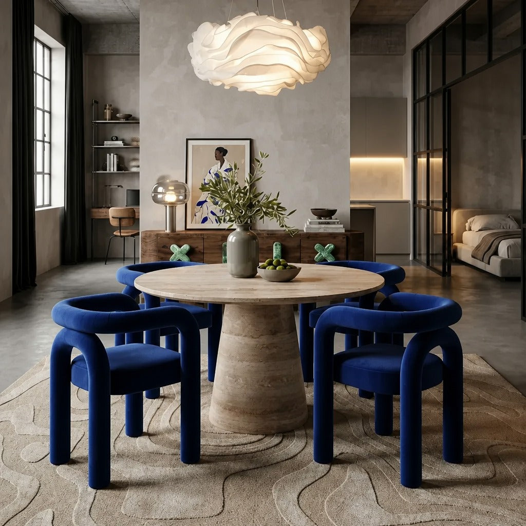 Adelle Cream Travertine Dining Table image